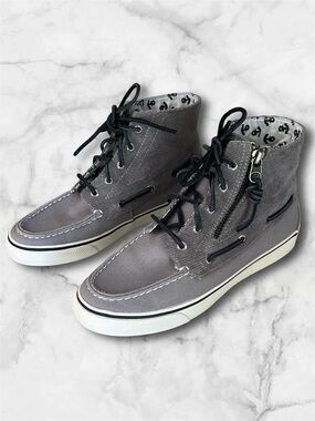 Sperry Gray Topsider High Top Corduroy Boat Shoes Sneakers Ankle Boots Size 7